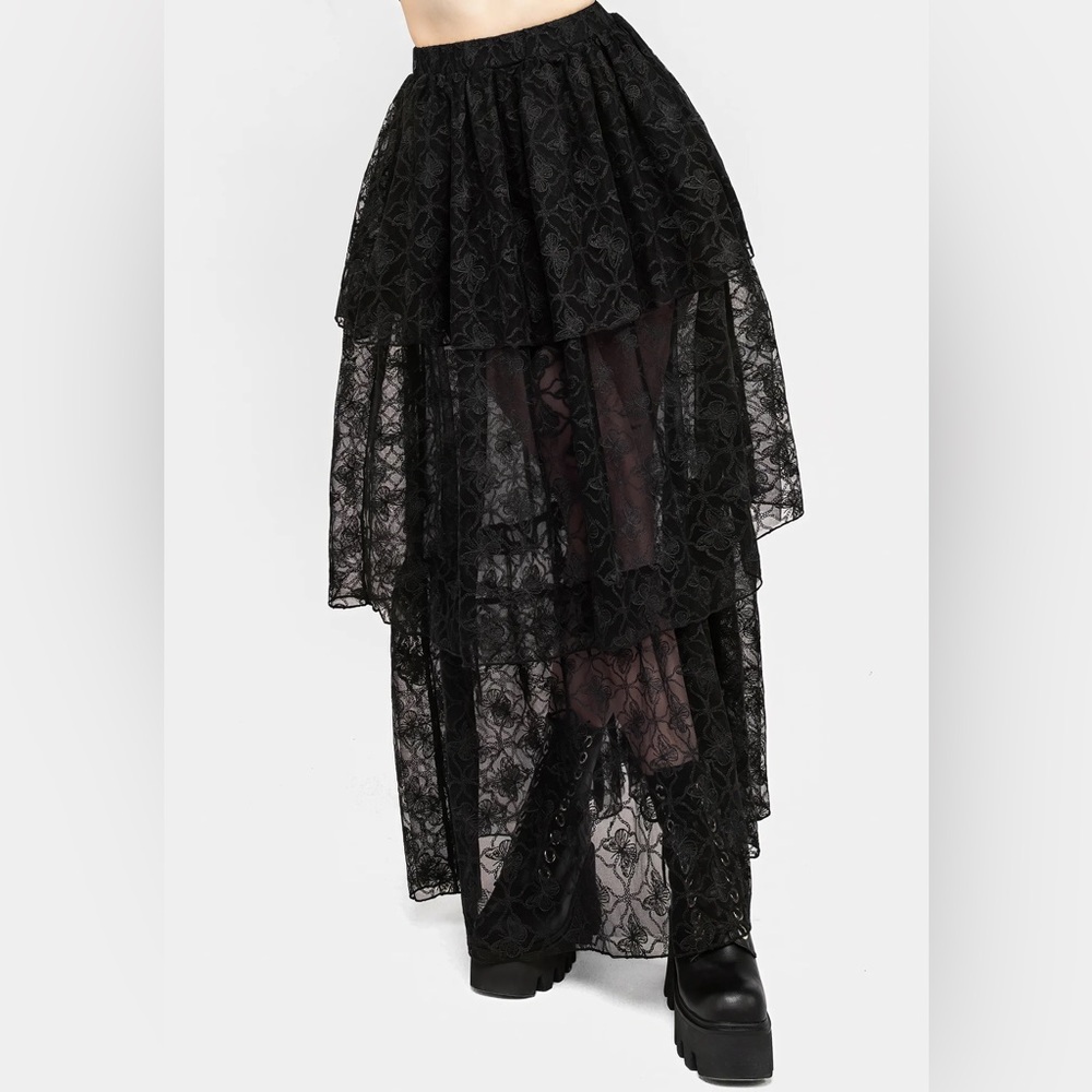 NWT Disturbia Chrysalis Butterfly Lace Tiered Maxi Skirt US 8 / UK 12 - Picture 6 of 10